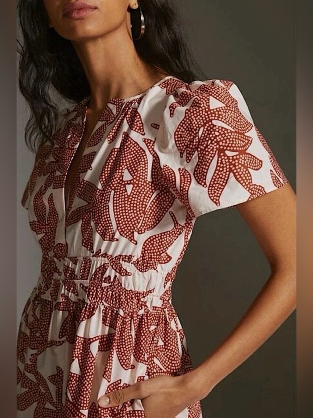 Anthropologie Somerset Maxi in Neutral Dotted Floral Cotton Tiered Dress XXS - Picture 3 of 14